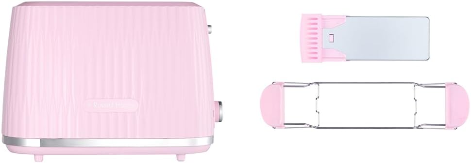 Russell Hobbs Toster na 2 kromki (6 poziomów opiekania, funkcja High-Lift, funkcja rozmrożenia, podgrzewania i anulowania, tacka okruchy, teksturowana powierzchnia zewnętrzna, malinowy) Eden 27372-56