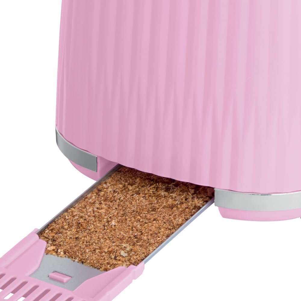Russell Hobbs Toster na 2 kromki (6 poziomów opiekania, funkcja High-Lift, funkcja rozmrożenia, podgrzewania i anulowania, tacka okruchy, teksturowana powierzchnia zewnętrzna, malinowy) Eden 27372-56
