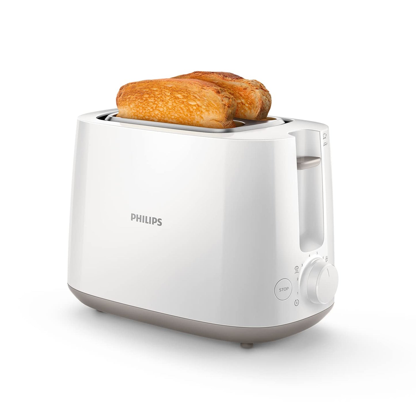 Philips Toster - 2 Otwory, 8 Poziomów opiekania, Ruszt do bułek, Funkcja podgrzewania i rozmrażania, Wysoki podnośnik, Automatyczne wyłączanie, Wyjmowana tacka na okruszki, Czarny (HD2581/90)