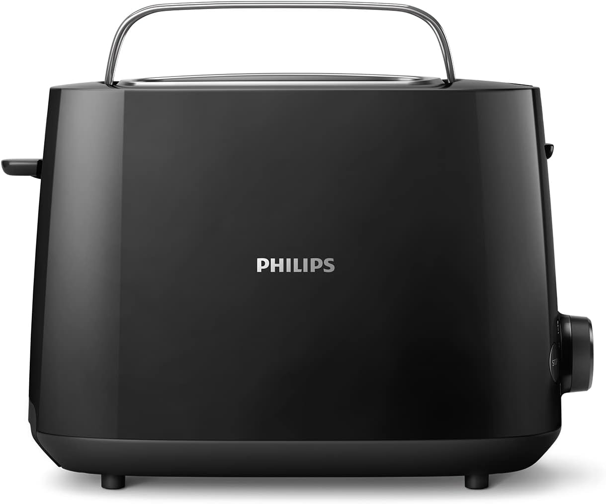 Philips Toster - 2 Otwory, 8 Poziomów opiekania, Ruszt do bułek, Funkcja podgrzewania i rozmrażania, Wysoki podnośnik, Automatyczne wyłączanie, Wyjmowana tacka na okruszki, Czarny (HD2581/90)