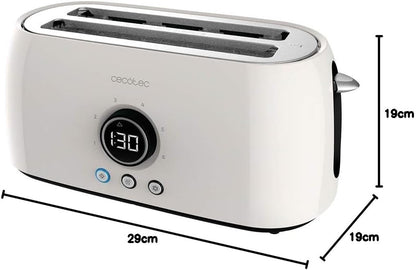 Cecotec ClassicToast 15000 Beige ExtraDouble cyfrowy toster z 2 bardzo szerokimi, długimi otworami