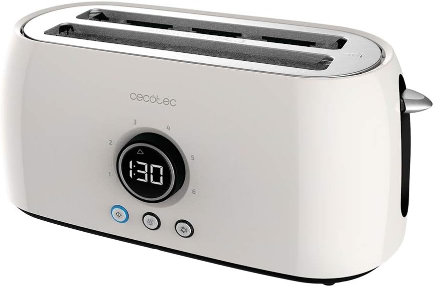 Cecotec ClassicToast 15000 Beige ExtraDouble cyfrowy toster z 2 bardzo szerokimi, długimi otworami