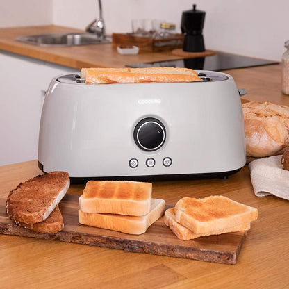 Cecotec ClassicToast 15000 Beige ExtraDouble cyfrowy toster z 2 bardzo szerokimi, długimi otworami